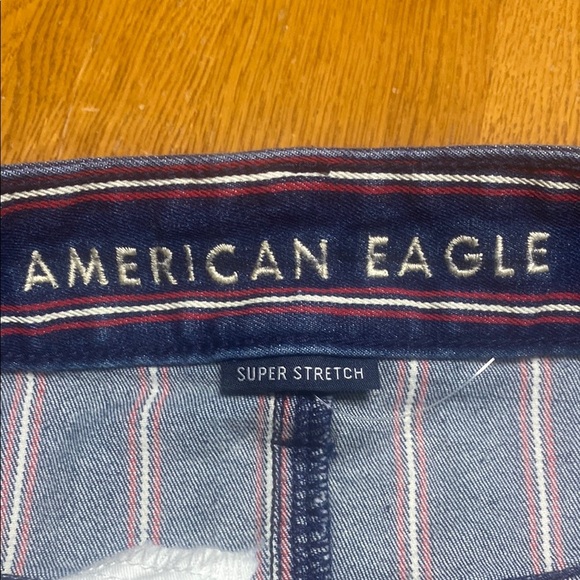American Eagle red, white & blue Striped Denim hi rise Mini Skirt size 10 - Picture 5 of 7
